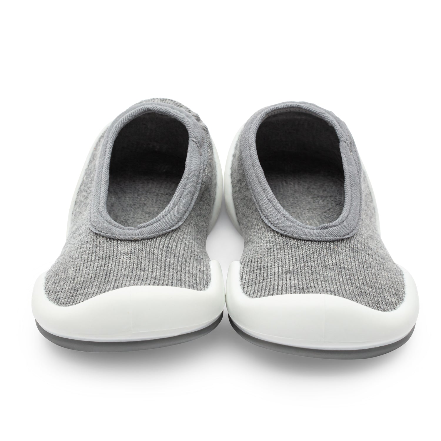 Pair of gray baby shoes.