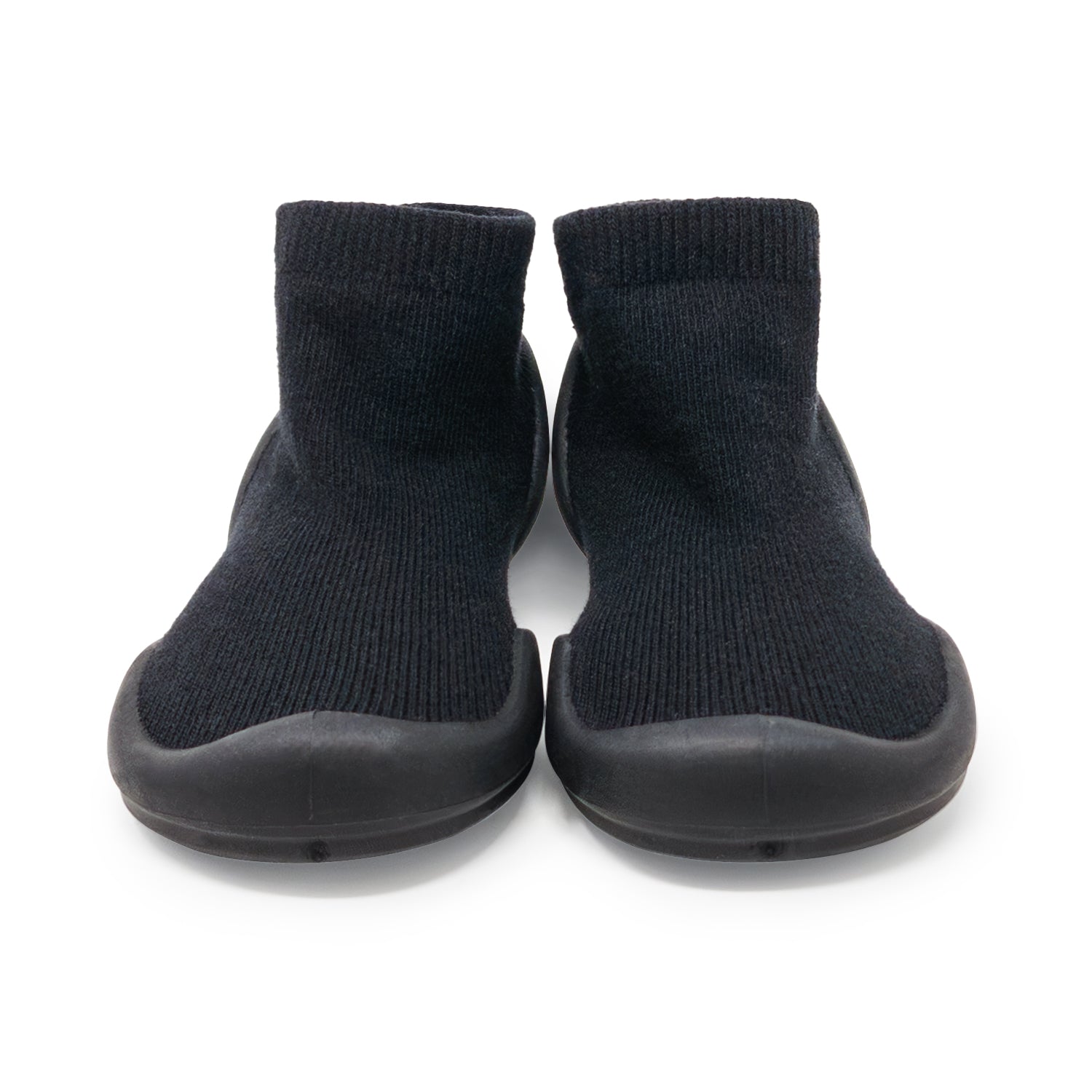 Pair of black sock shoes.