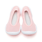 Pair of pink baby slipper shoes.