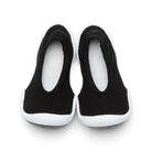 Pair of black and white sock shoes.