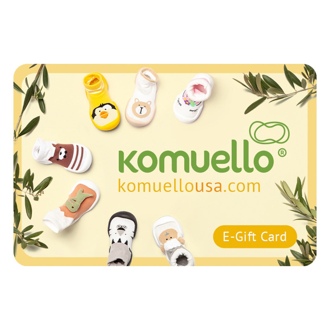 E-gift card featuring baby socks and olive branches.