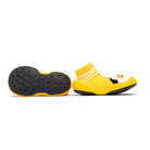 Pair of yellow baby shoes with sock-like tops.